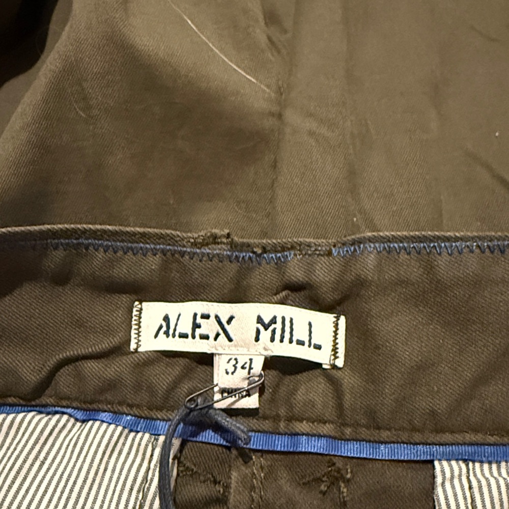 NWT Alex Mill Men's Flat Front Pant in Chino Military Olive Size 34 Waist - Picture 7 of 7